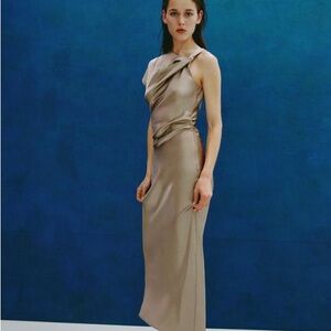 Zara One Shoulder Satin Slip like Dress